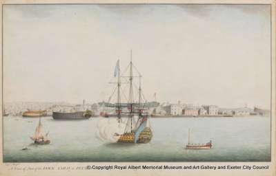 A view of Part of the Dock Yard at Plymouth taken from His Majesty’s Ship the Blenheim - Admiral Milbanke