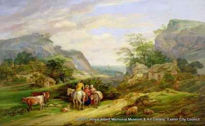 Landscape with Figures and Cattle (Sea in Distance)