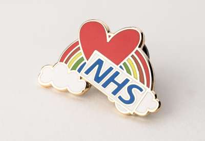 NHS heart and rainbow badge