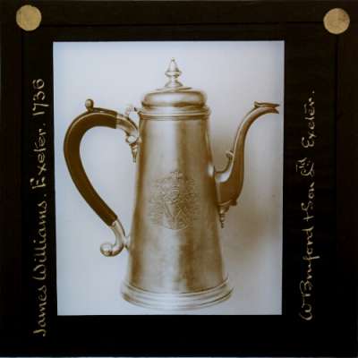 Lantern Slide: Coffee pot made by James Williams, Exeter, 1736