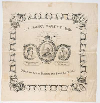 commemorative handkerchief for Queen Victoria’s Golden Jubilee, 1887