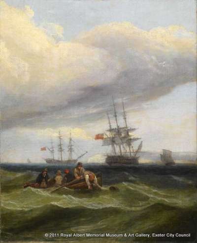 Seascape with Shipping and Rowing Boat