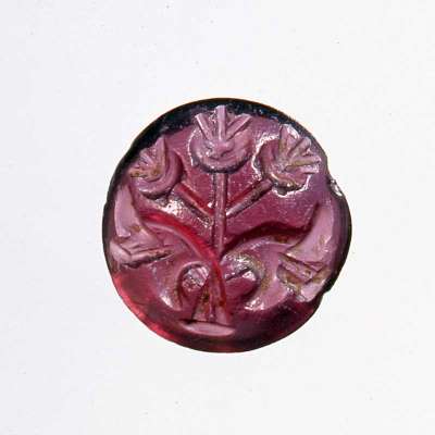 intaglio ringstone depicting a pomegranate plant