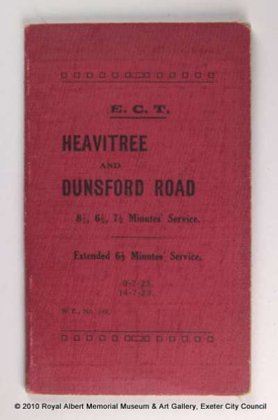 tram timetable, Exeter Corporation tramways