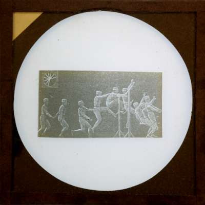Lantern Slide: Chronophotograph of man performing high jump