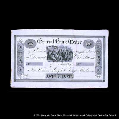 one pound bank note, General Bank, Exeter