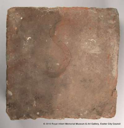 Roman tile with finger mark and paw prints
